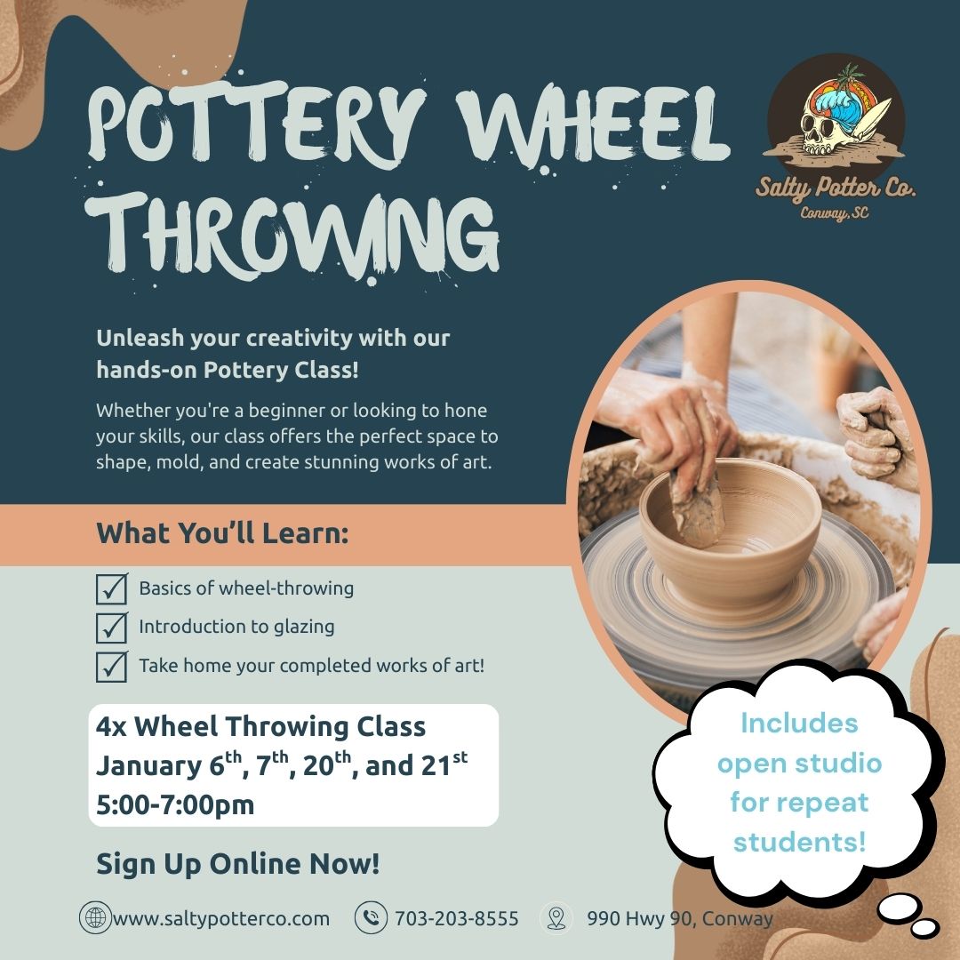 4x Wheel Throwing Class January 6, 7, 20, 21