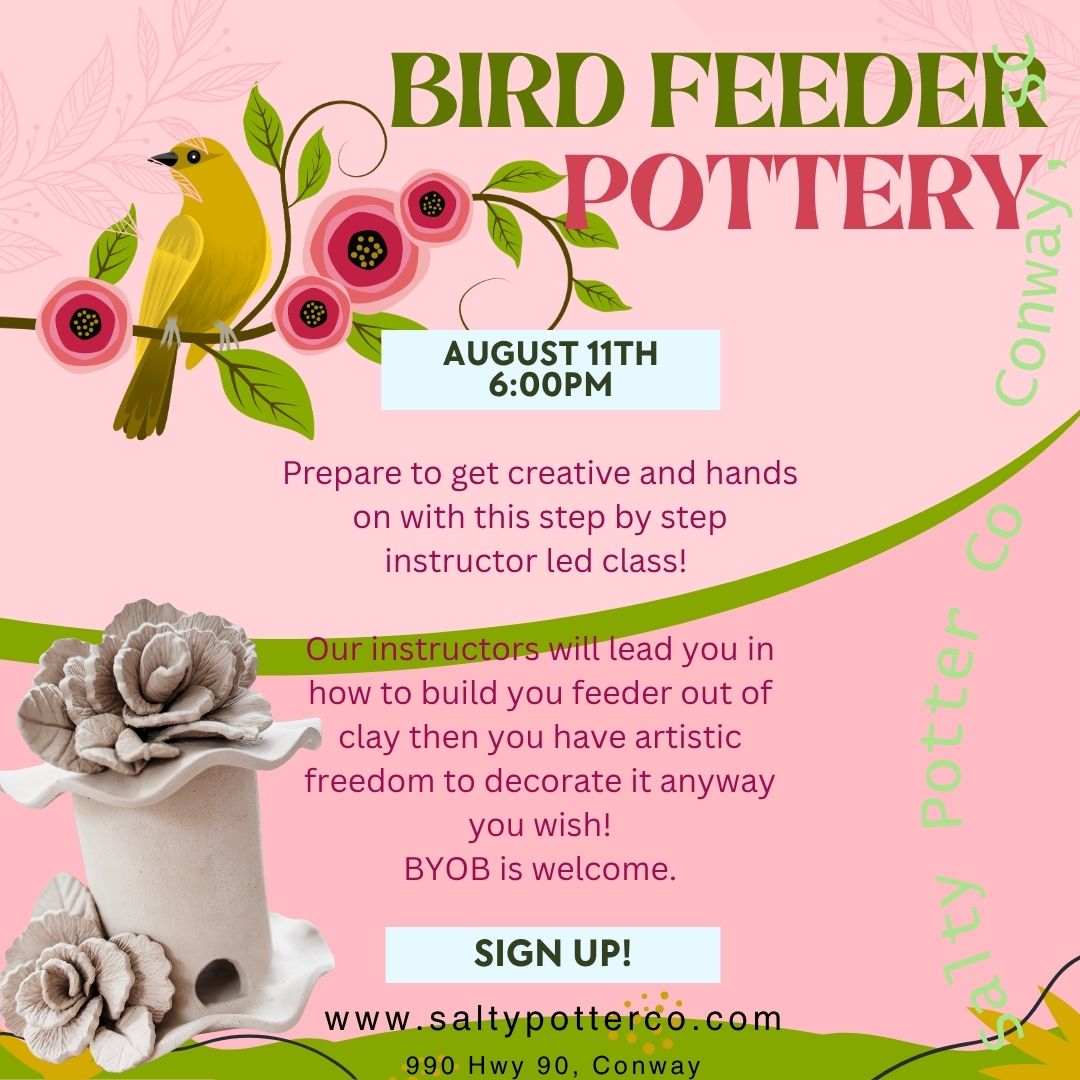 Pottery Class- Bird Feeder August 11th