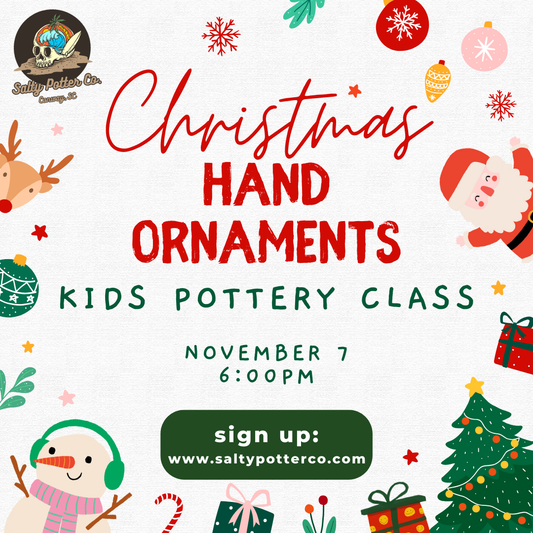 Kids Pottery Class- Christmas Hand Ornaments November 7