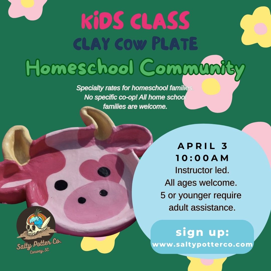 HOMESCHOOL Kids Pottery Class- Cow Plates April 3