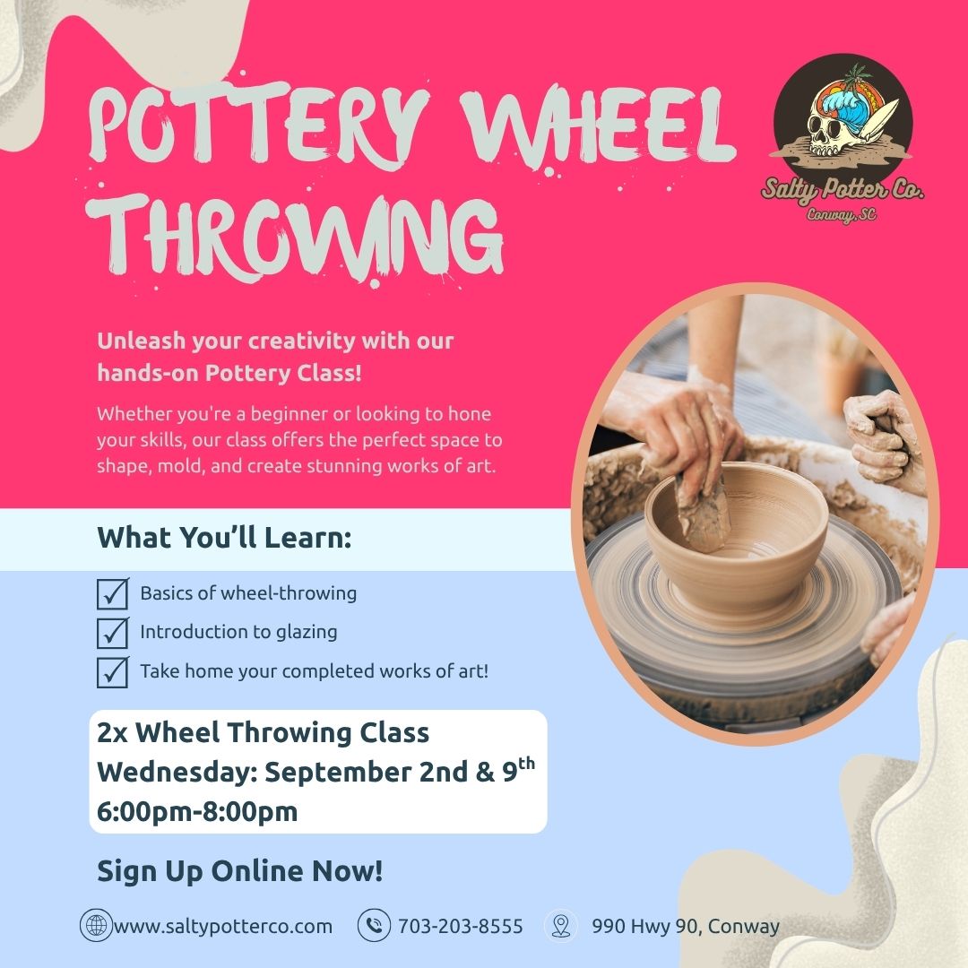 2x Wheel Throwing Class WEDNESDAY September 2nd & 9th