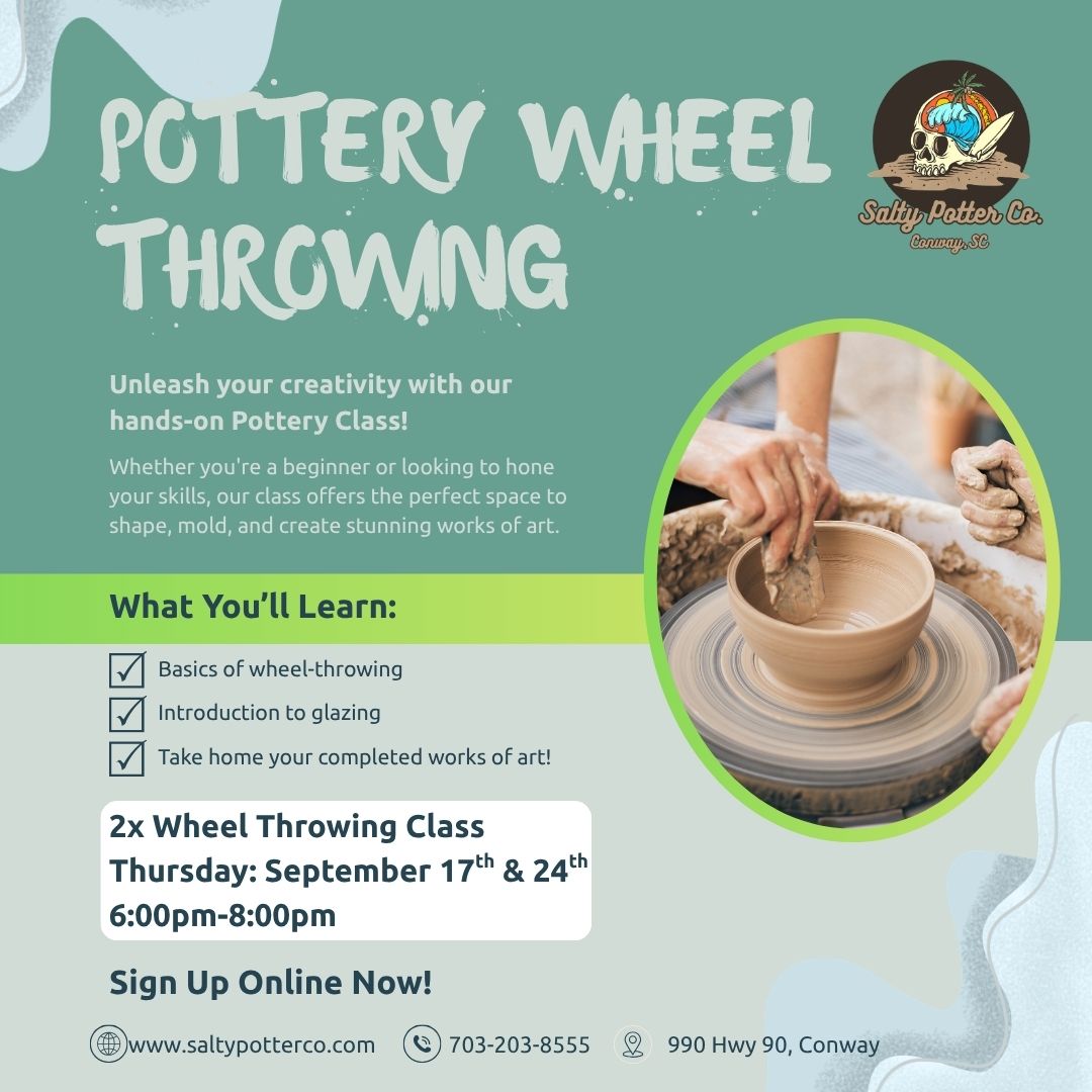 2x Wheel Throwing Class THURSDAY September 17th & 24th