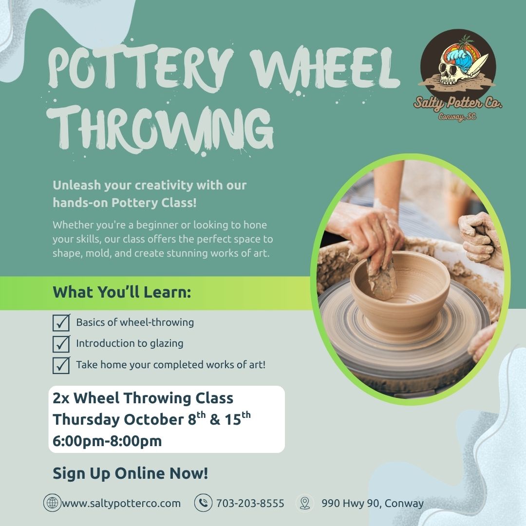 2x Wheel Throwing Class THURSDAY October 8th & 15th