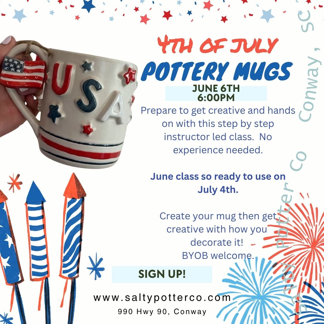 Pottery Class- 4th of July Mugs June 6th