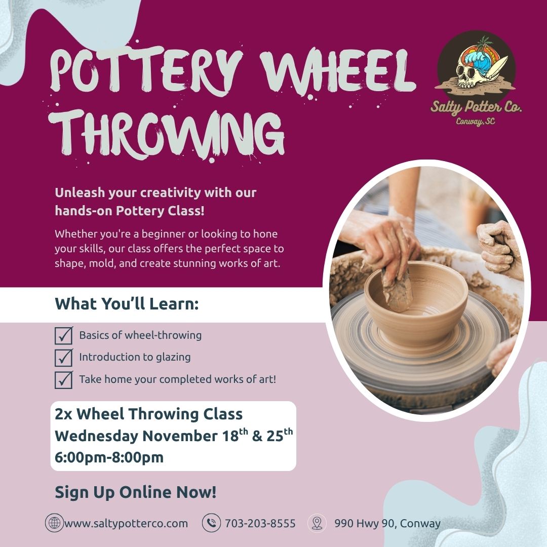 2x Wheel Throwing Class WEDNESDAY November 18th & 25th
