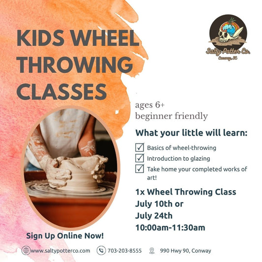 Pottery Class- Kids Wheel Throwing July 10th