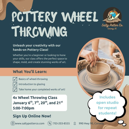 4x Wheel Throwing Class January 6, 7, 20, 21