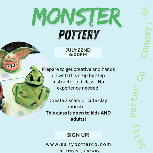 Pottery Class- Monsters Pottery July 22nd