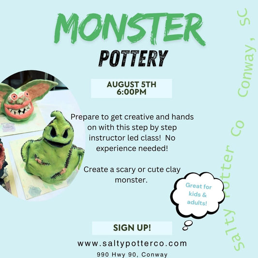 Pottery Class- Monsters Pottery August 5th