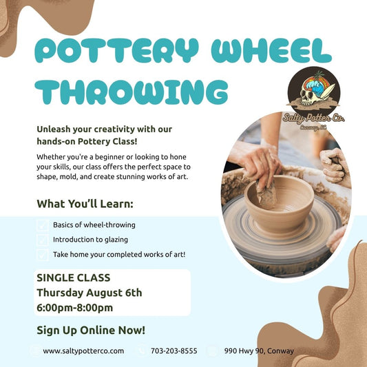 1x Wheel Throwing Class August 6th