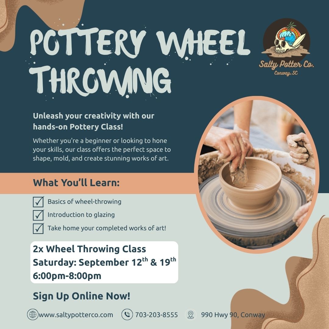2x Wheel Throwing Class SATURDAY September 12th & 19th