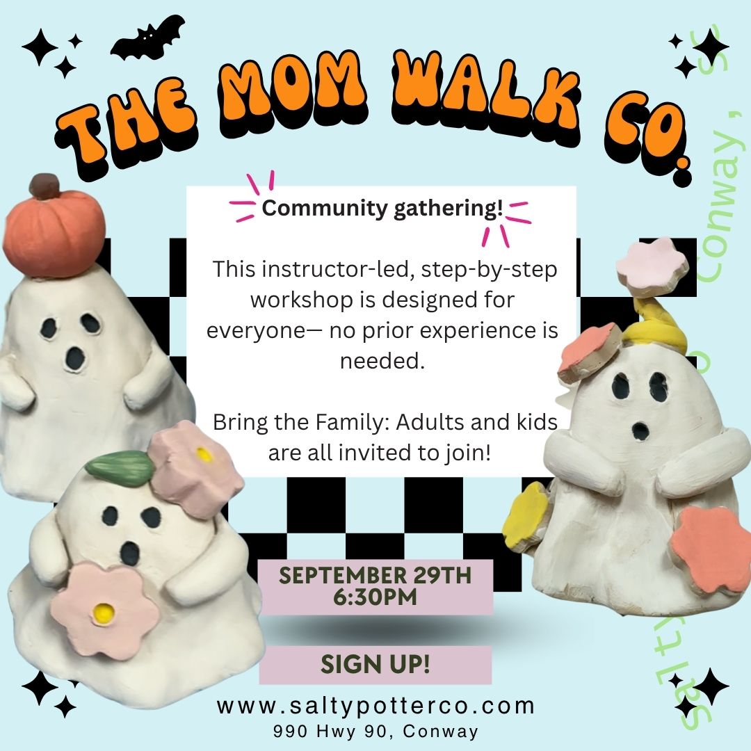 The Mom Walk Co. Pottery Class- Mini Ghosts September 29th