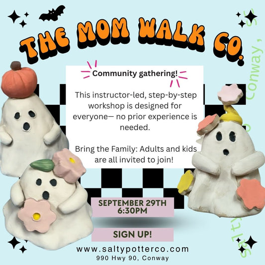 The Mom Walk Co. Pottery Class- Mini Ghosts September 29th