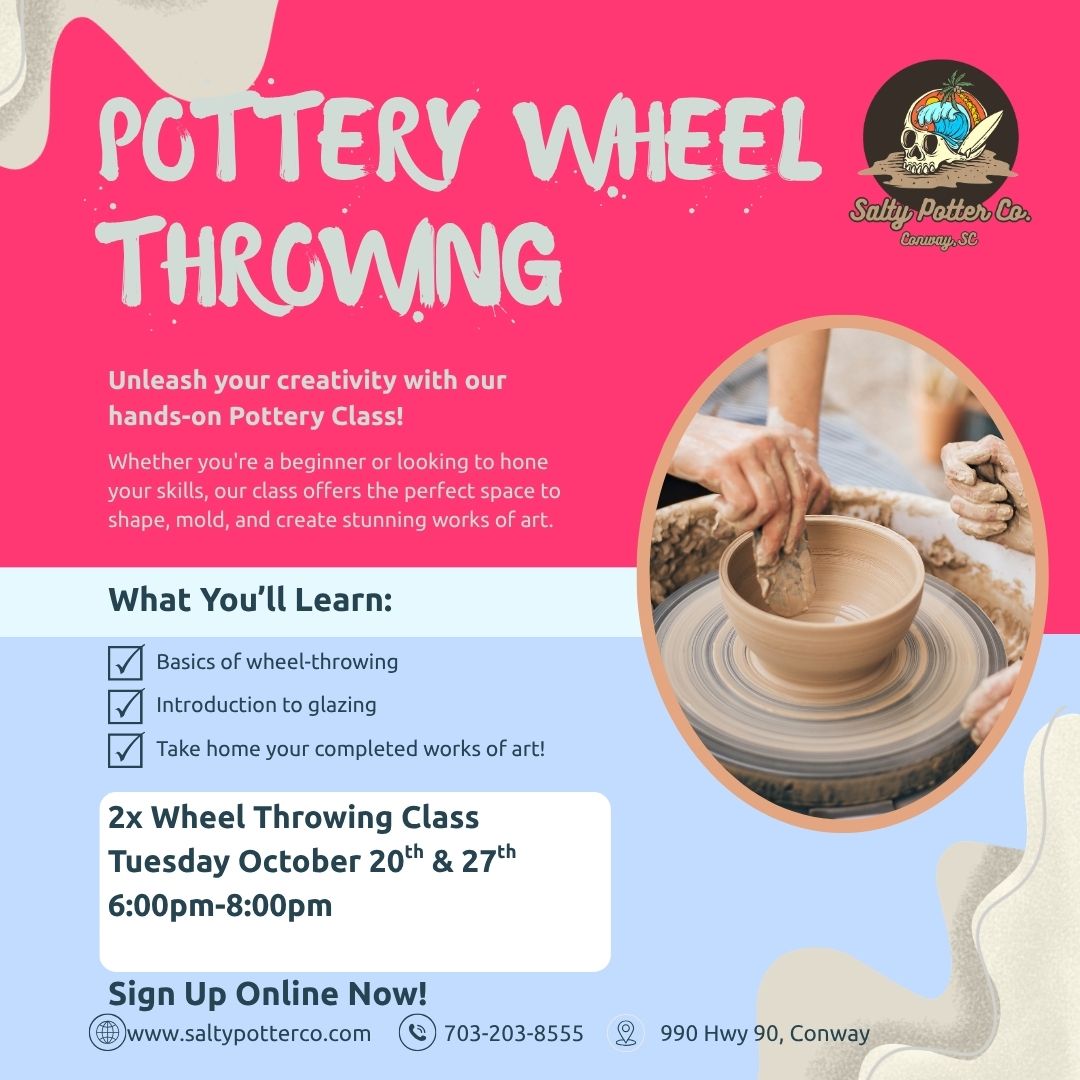 2x Wheel Throwing Class TUESDAY October 20th & 27th