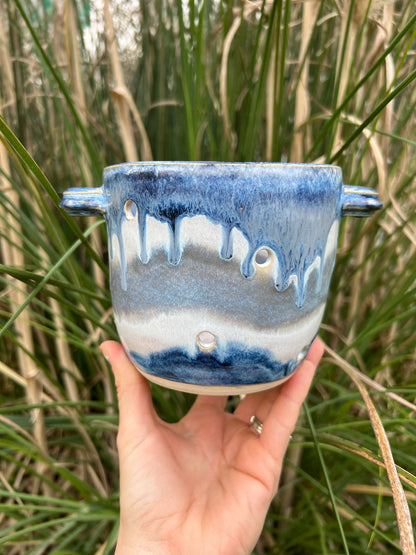 Blue/ Grey Drip Berry Bowl