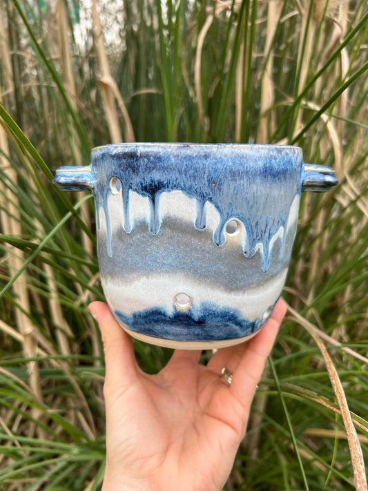 Blue/ Grey Drip Berry Bowl