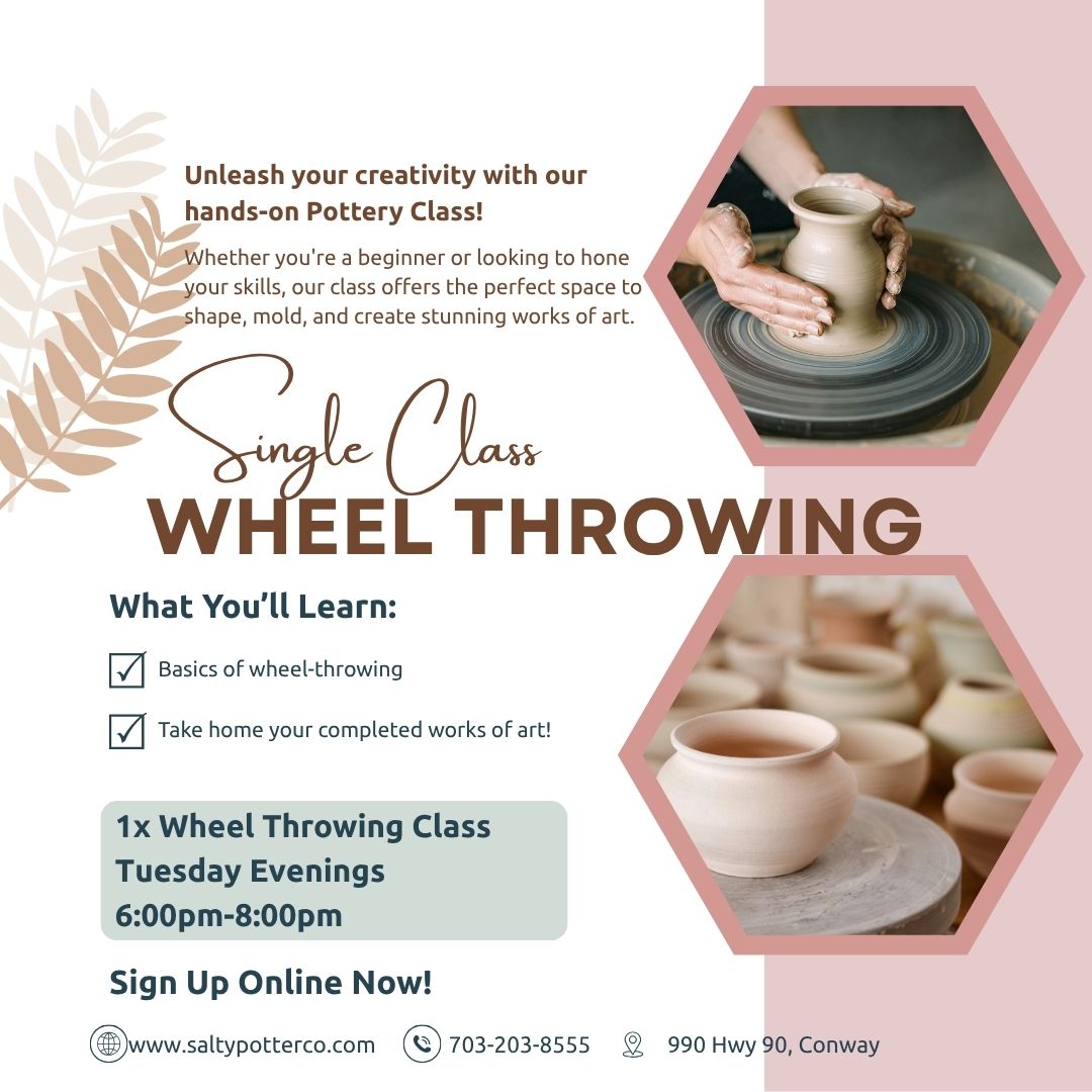 1x Wheel Throwing Class June 30th