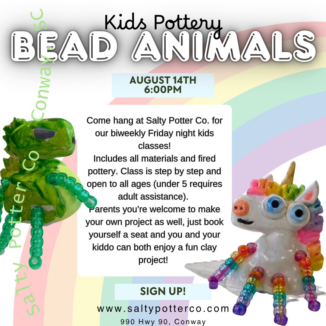 Kids Pottery Class-Bead Animals August 14th