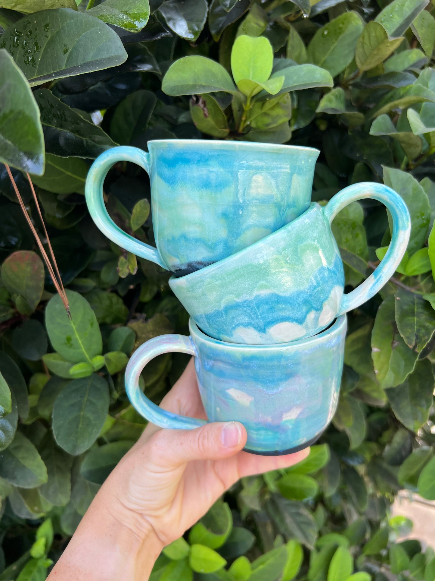 10 oz Watercolor Blue Green Mug 2