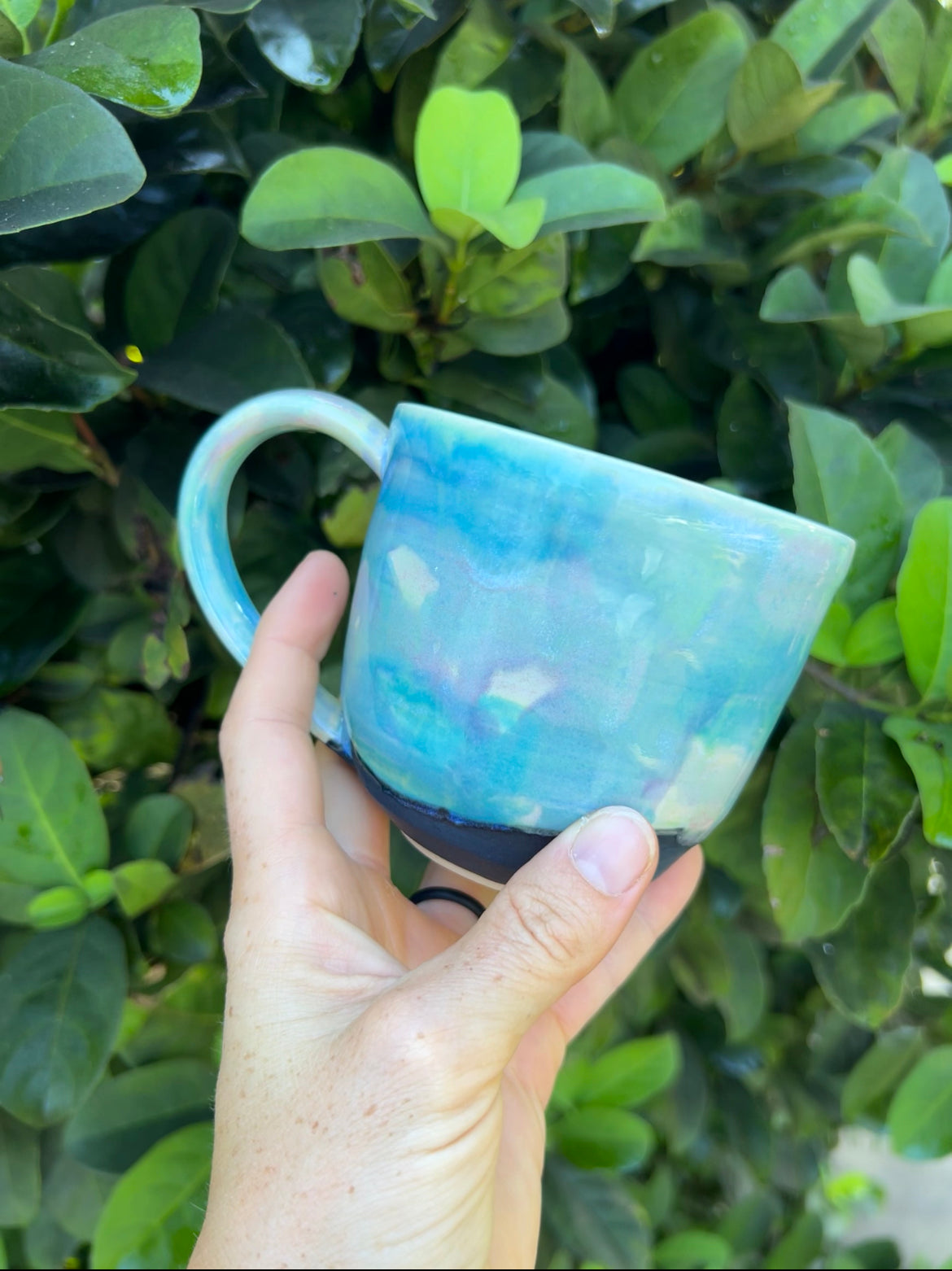 10 oz Watercolor Blue Green Mug 2