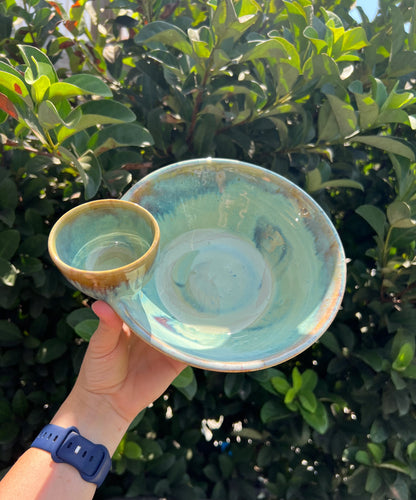 Turquoise Chip & Dip Bowl