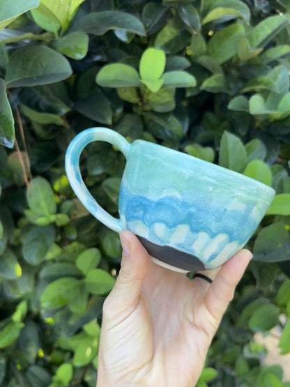 10 oz Watercolor Blue Green Mug 1